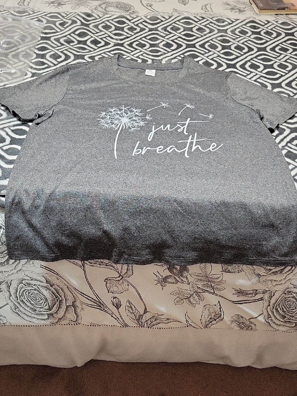 Gray 'Just Breathe' Dandelion Graphic Tee